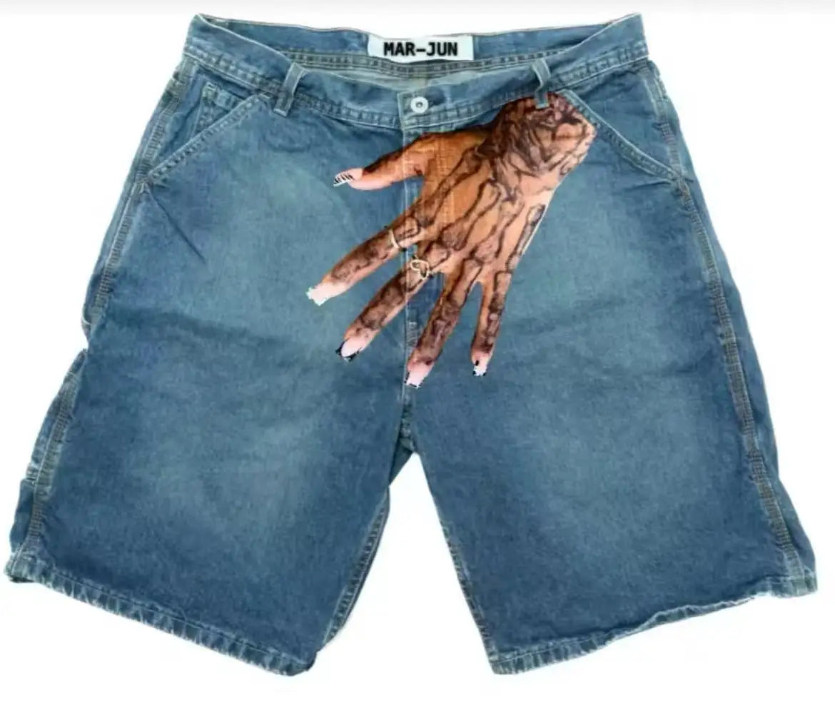Women Hand Print jorts