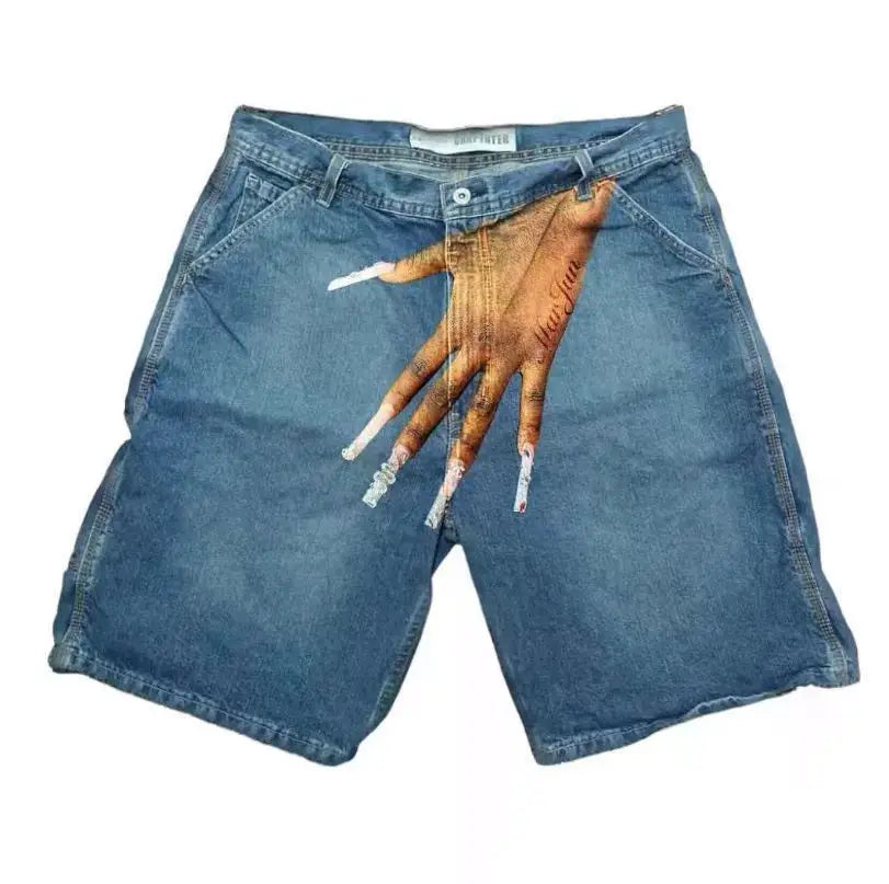 Women Hand Print jorts